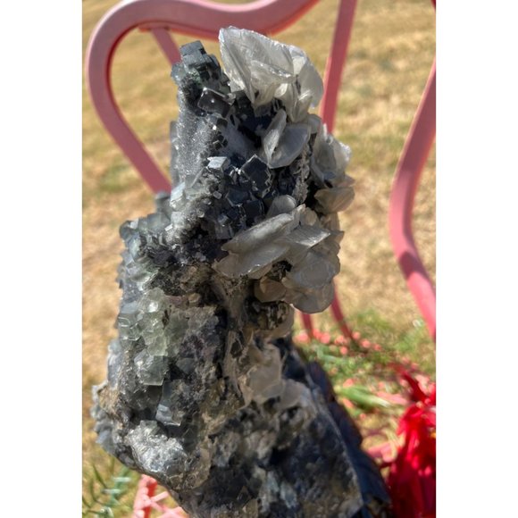 XL Sugar Fluorite Specimen w/Calcite - Picture 6 of 11